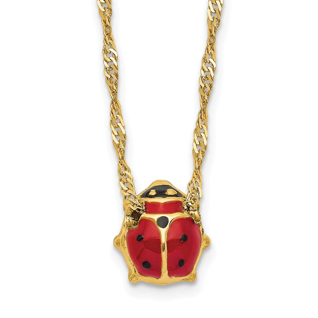 14k Yellow Gold Enameled Ladybug Necklace