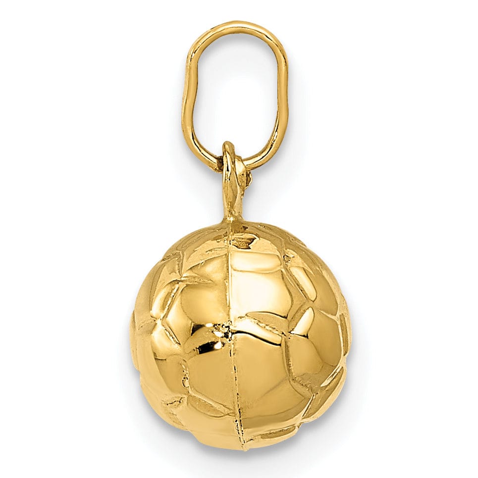 14k Yellow Gold 3-D Soccer Ball Charm Pendant