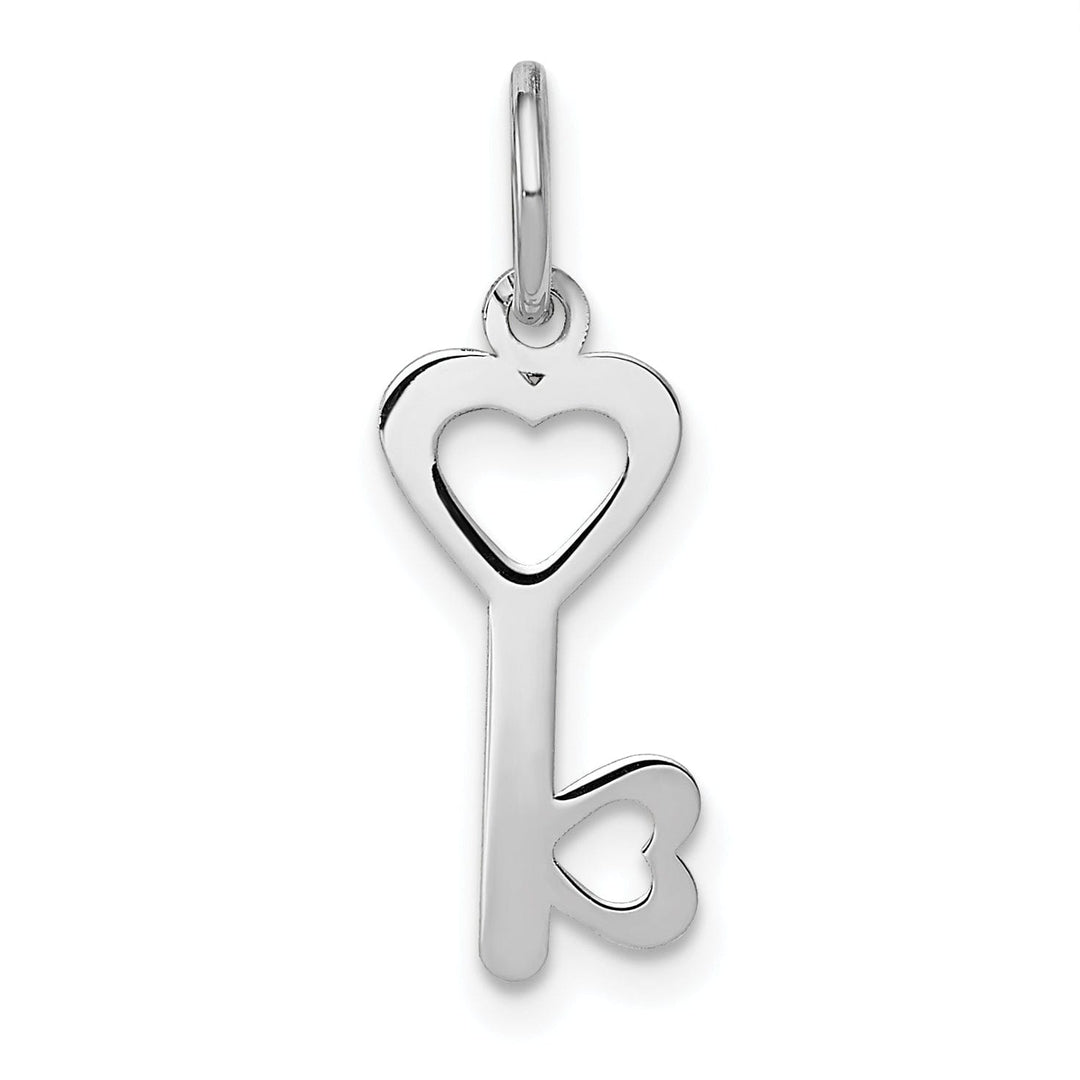 14K White Gold Hearts Design Key Charm Pendant