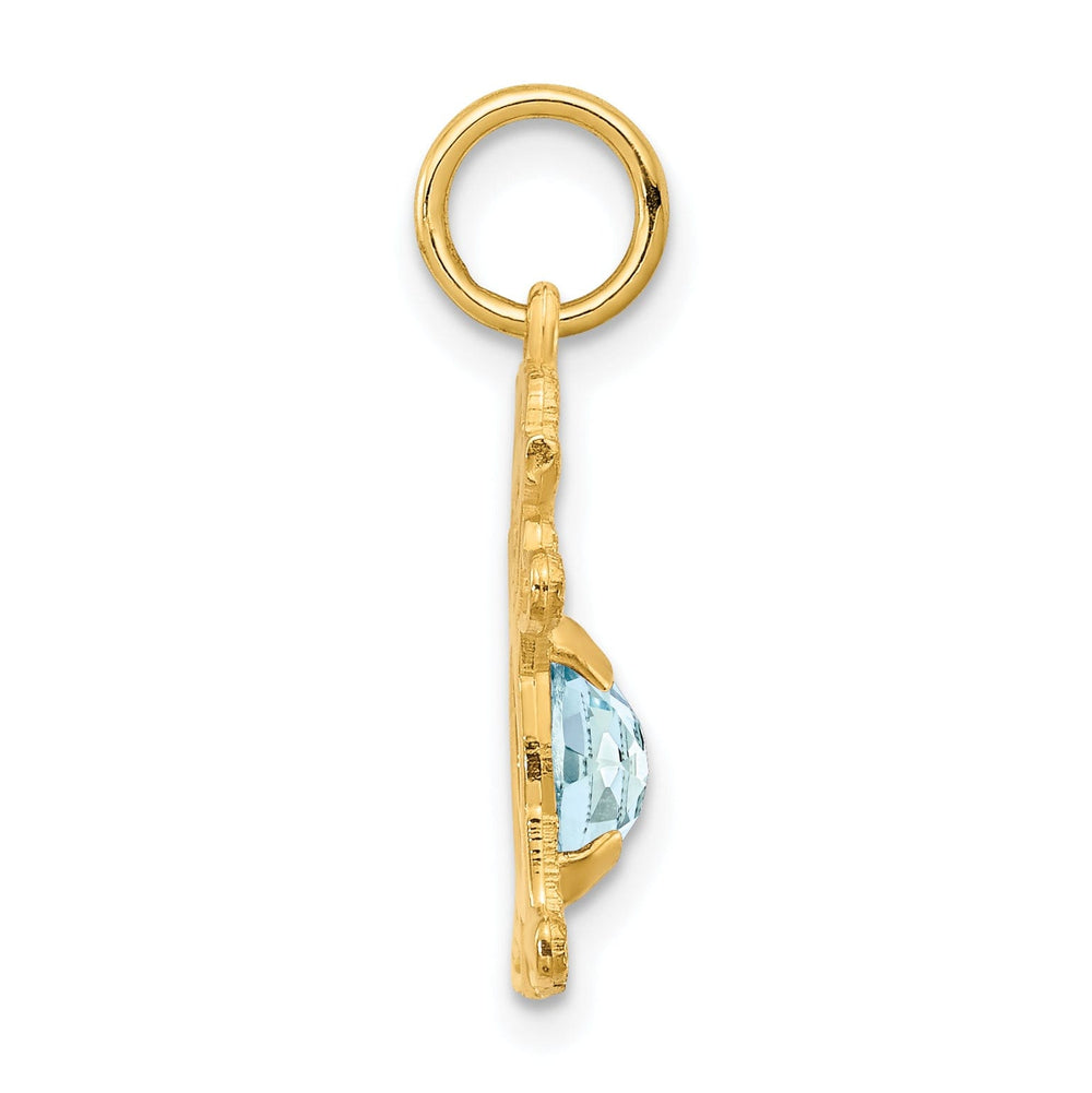 14k Yellow Gold Girl Oval Genuine Aquamarine