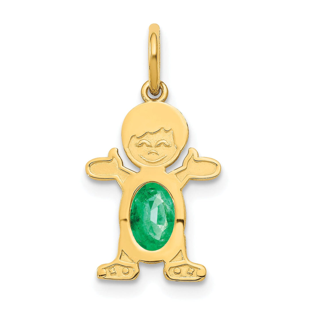 14k Yellow Gold Boy Oval Genuine Emerald