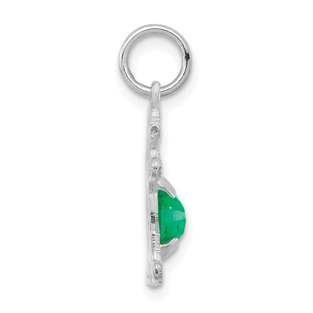 14k White Gold Girl Oval Genuine Emerald