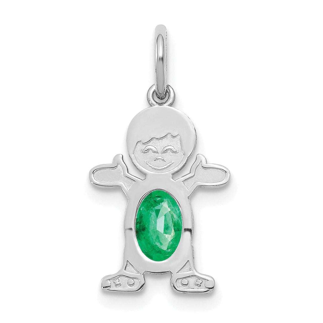 14k White Gold Boy Oval Genuine Emerald