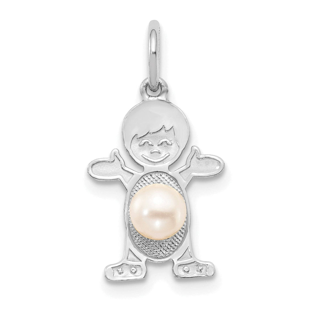 14k White Gold Boy Oval Cultured Pearl