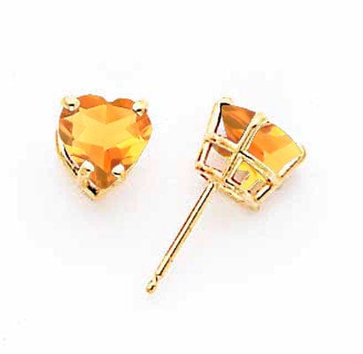 14k Yellow Gold Heart Citrine Earring