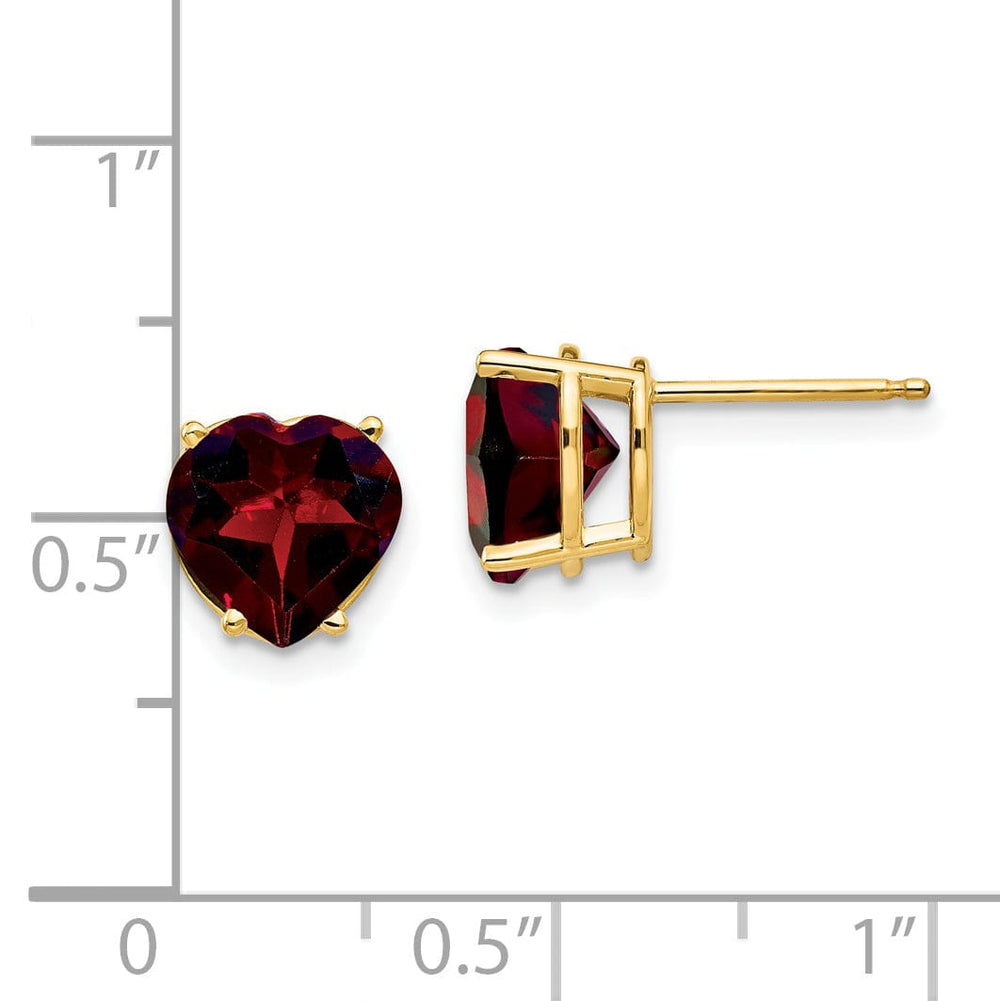 14k Yellow Gold Heart Garnet Earring