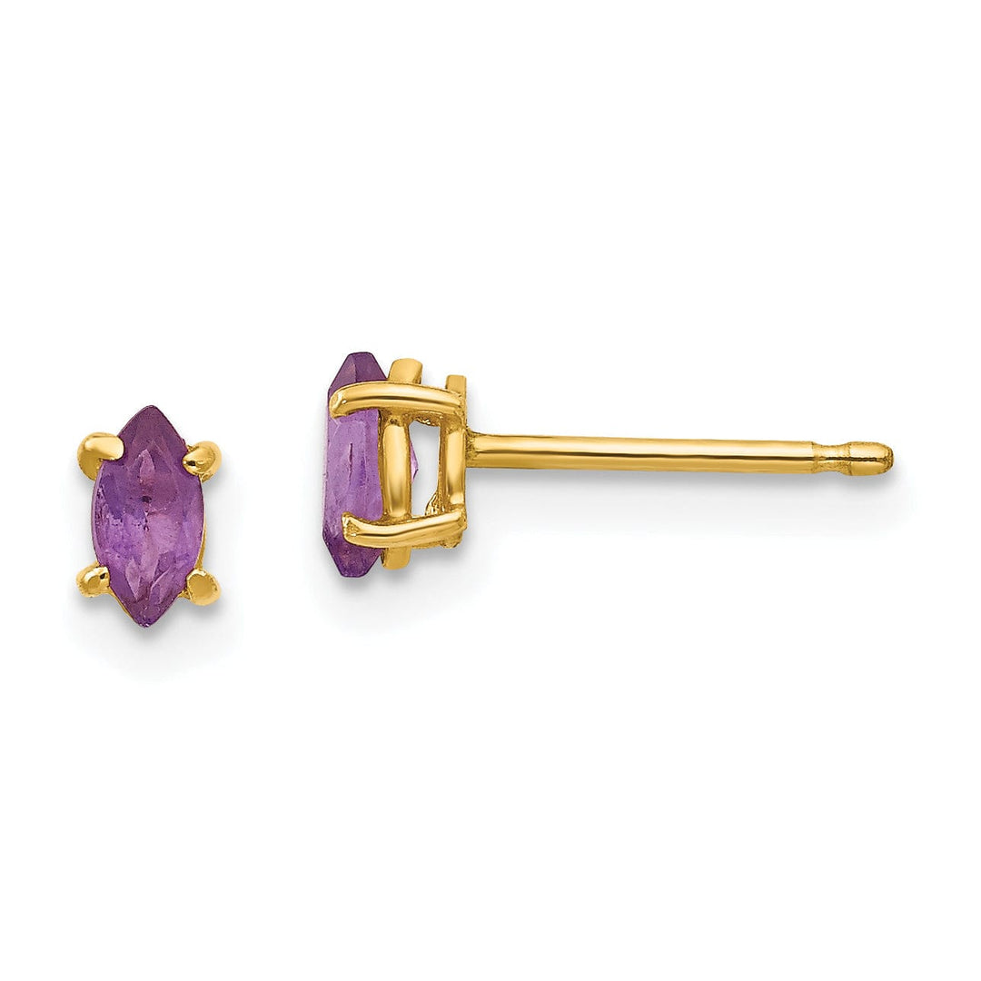 14k Yellow Gold Marquise Amethyst Earring