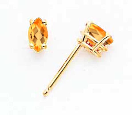 14k Yellow Gold Marquise Citrine Earring