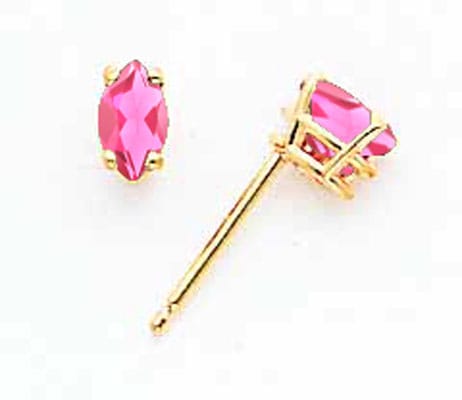 14k Yellow Gold Marquise Pink Tourmaline Earring