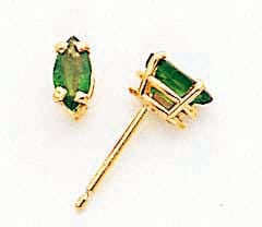 14k Yellow Gold Marquise Emerald Earring