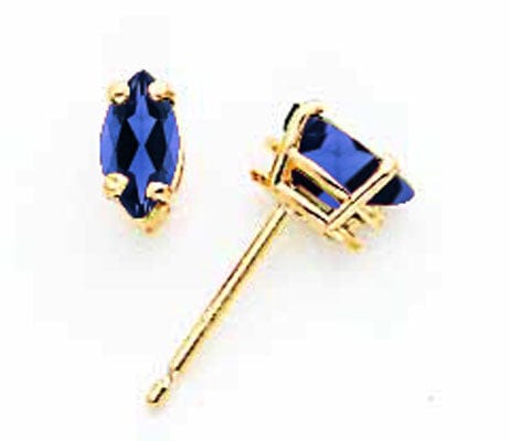 14k Yellow Gold Marquise Sapphire Earring