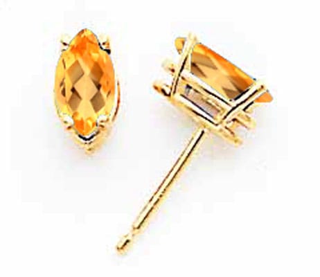 14k Yellow Gold Marquise Citrine Earring