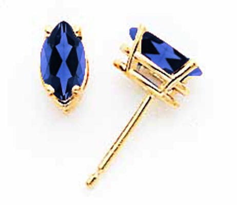 14k Yellow Gold Marquise Sapphire Earring