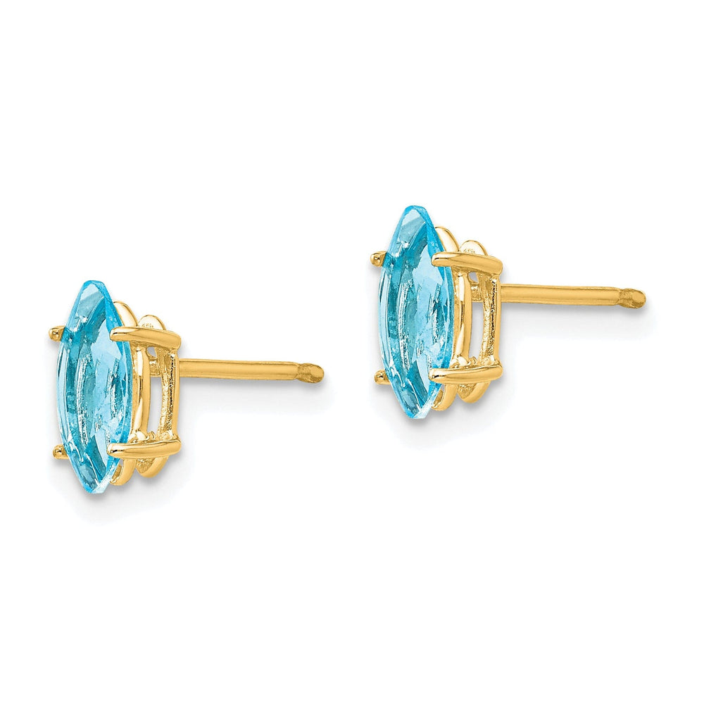 14k Yellow Gold Blue Topaz Marquise Earring