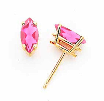 14k Yellow Gold Marquise Pink Tourmaline Earring