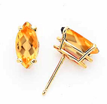 14k Yellow Gold Marquise Citrine Earring