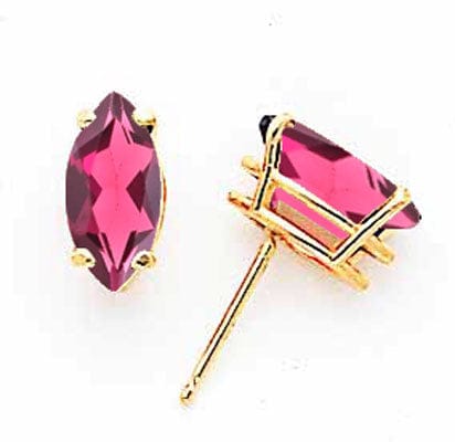 14k Yellow Gold Marquise Rhodalite Garnet Earring