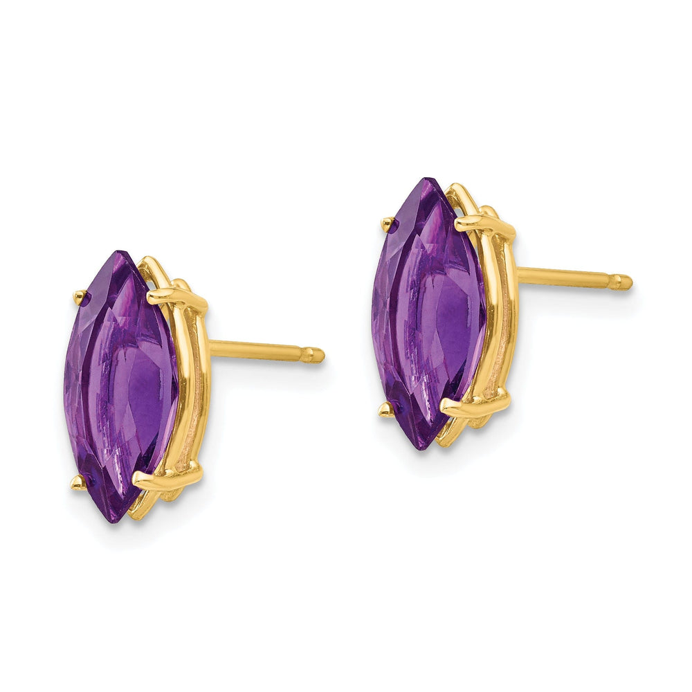 14k Yellow Gold Marquise Amethyst Earring