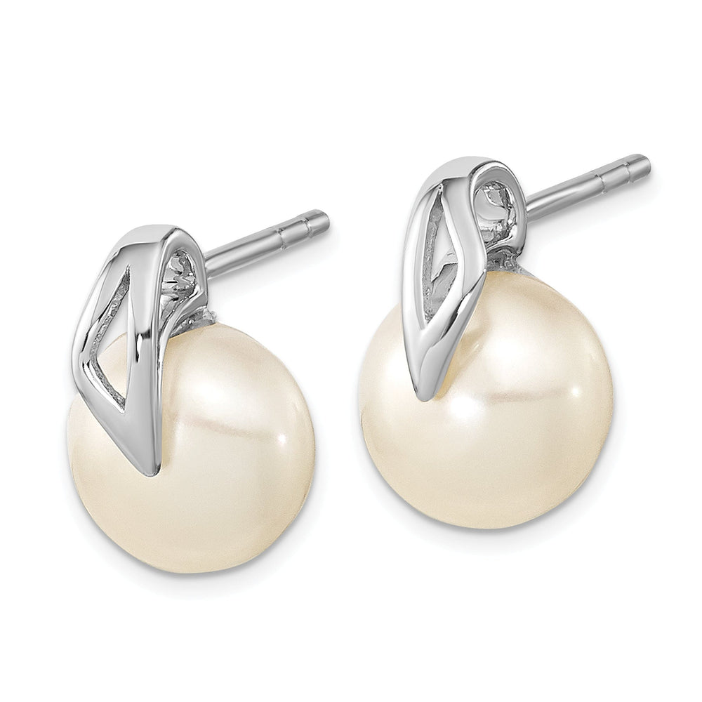 14k White Gold Cultured Pearl Post Earrings