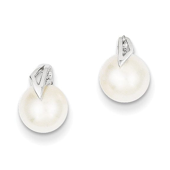 14k White Gold Cultured Pearl Post Earrings