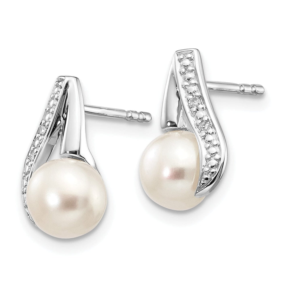 14k White Gold Cultured Pearl Diamond Earrings