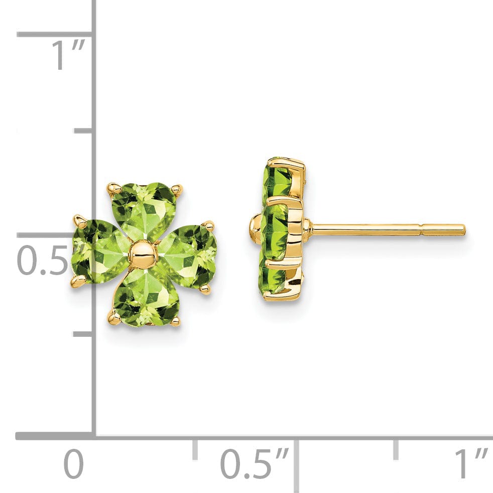 14k Yellow Gold Peridot Flower Post Earrings