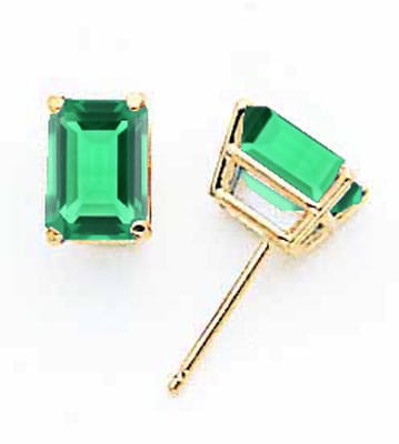 14k Yellow Gold Emerald Cut Mount St. Helens Earri