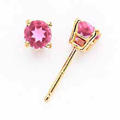 14k Yellow Gold Pink Tourmaline Earring