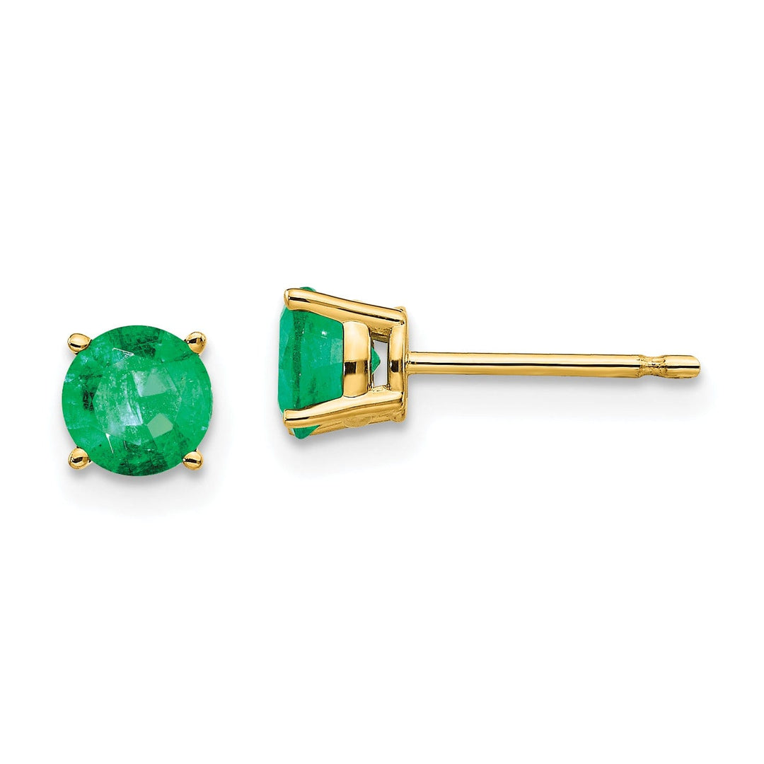 14k Yellow Gold Polished Emerald Earrings