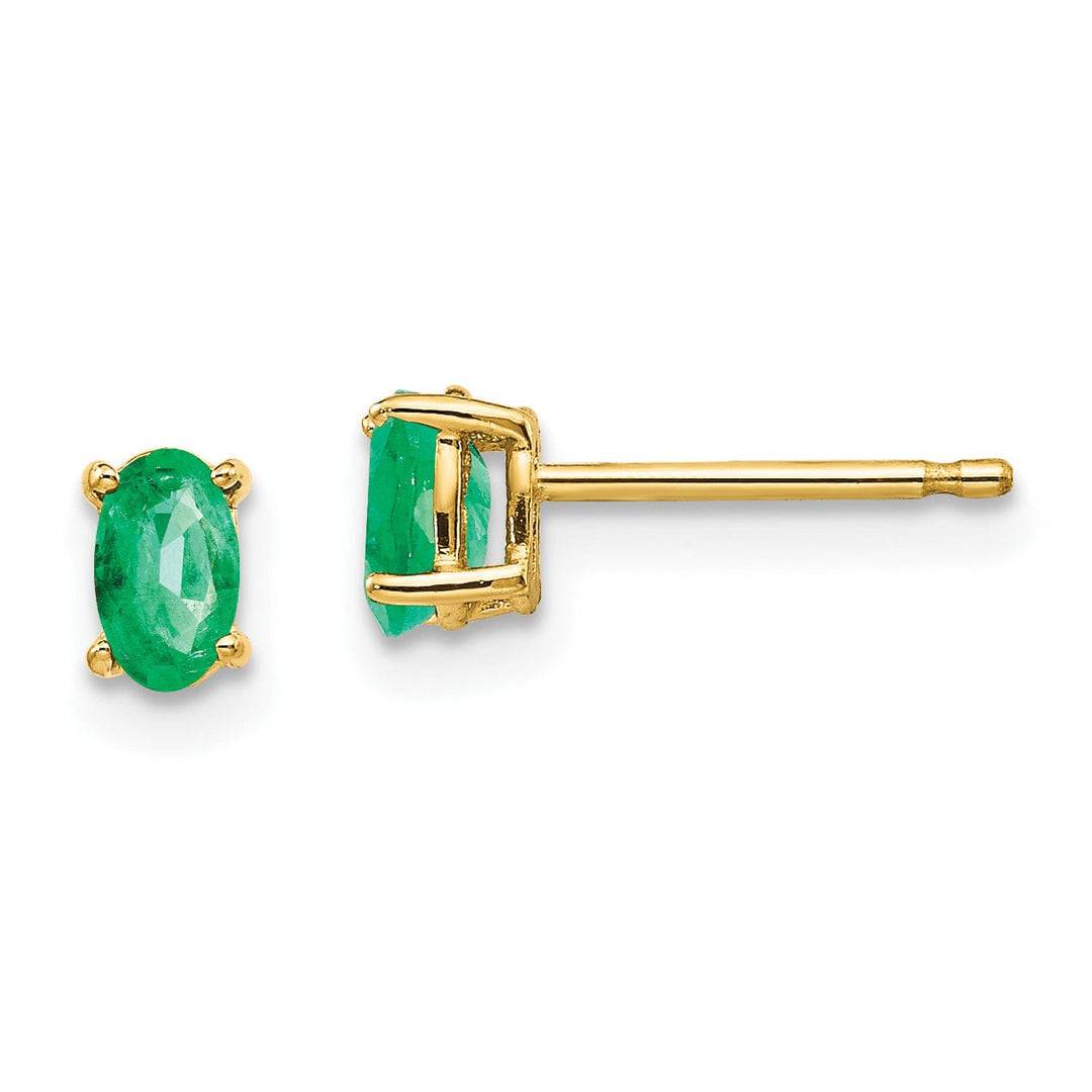 14k Yellow Gold Emerald Earrings