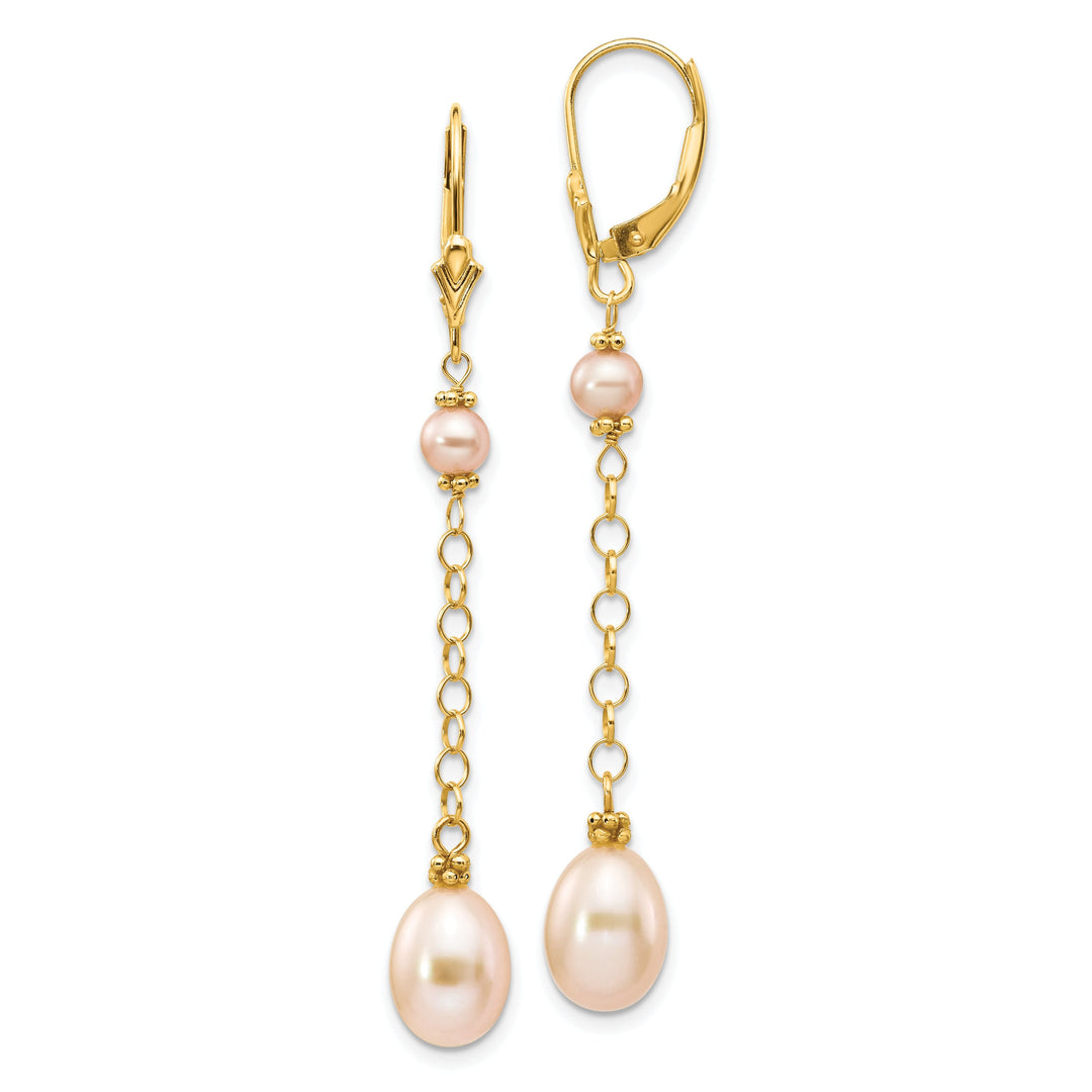 14k Yellow Gold Natural Color Pearl Earrings
