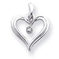 White Gold Polished Diamond Heart Pendant