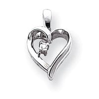 White Gold Polished Diamond Heart Pendant