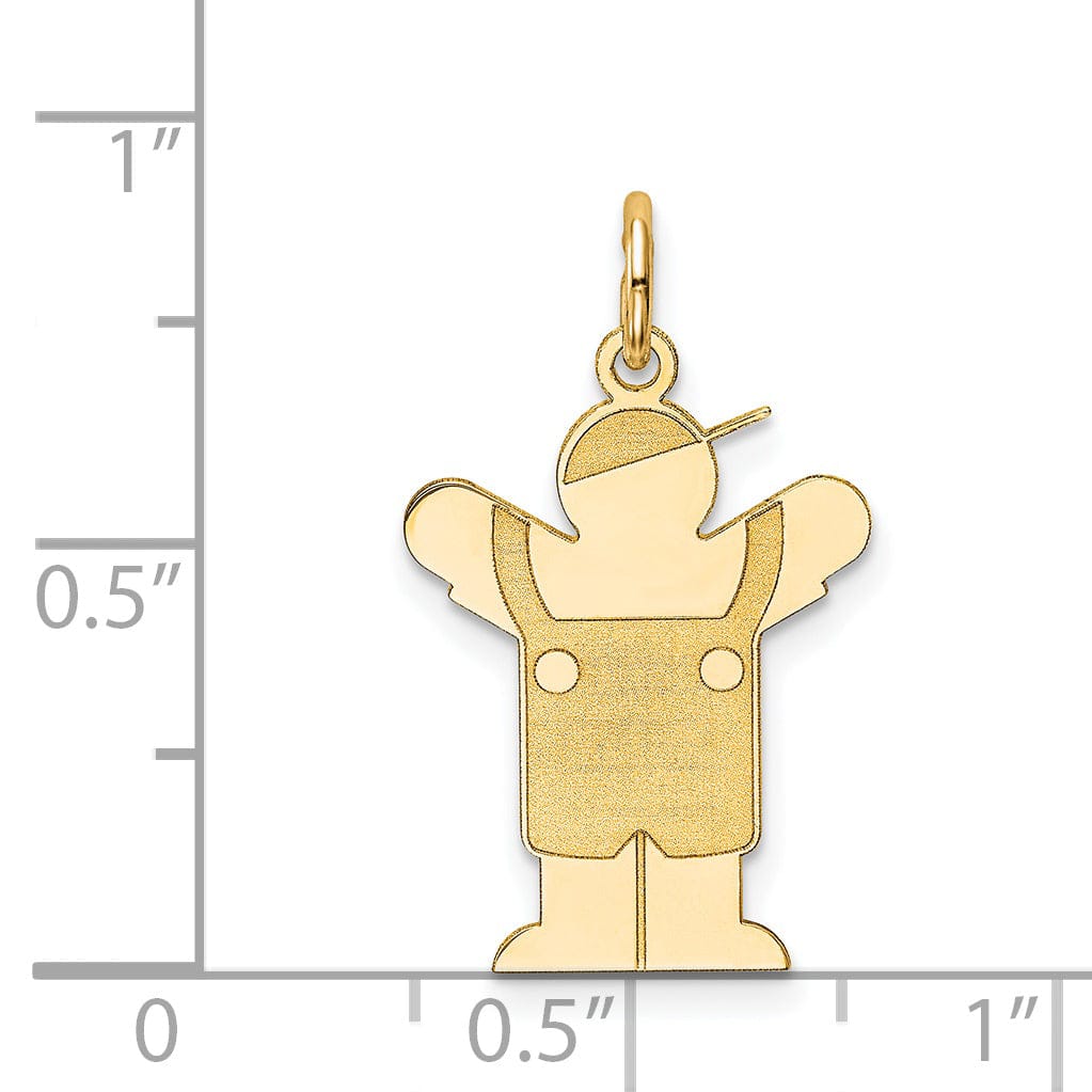 14k Yellow Gold Boy in Overalls With Hat Love Char