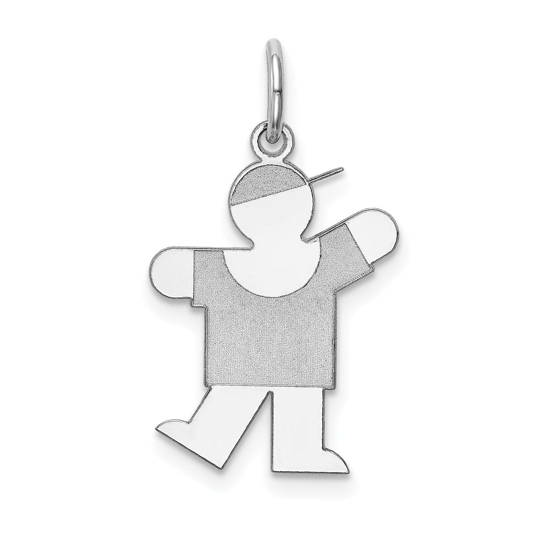 14k White Gold Boy With Hat Kiss Charm