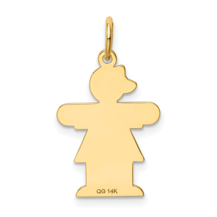 14k Yellow Gold Girl With Bow Hugs Charm