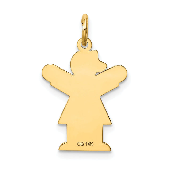 14k Yellow Gold Girl With Bow Love Charm