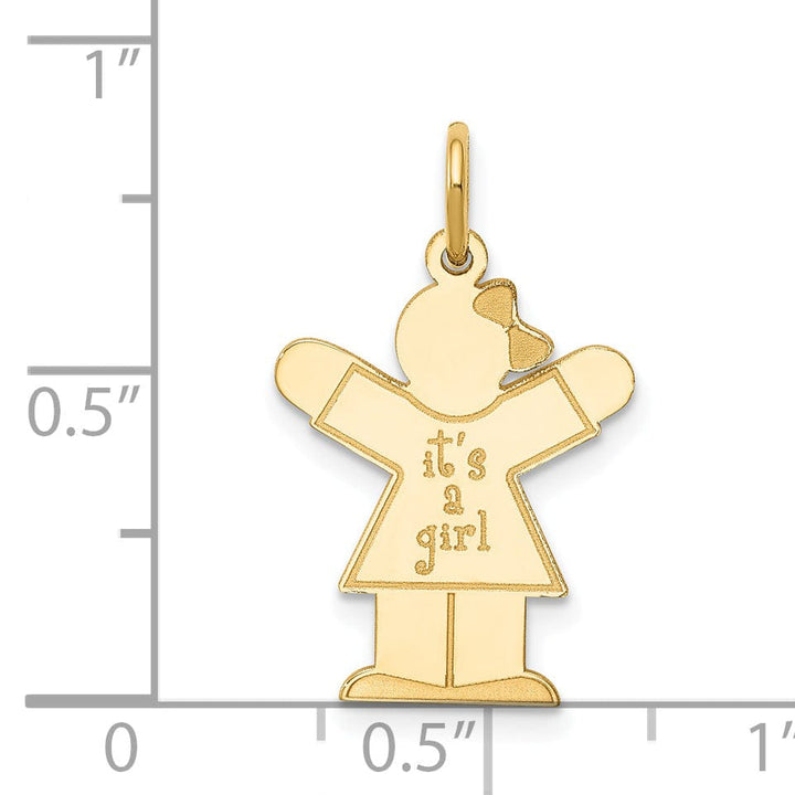 14k Yellow Gold It's a Girl Love Charm