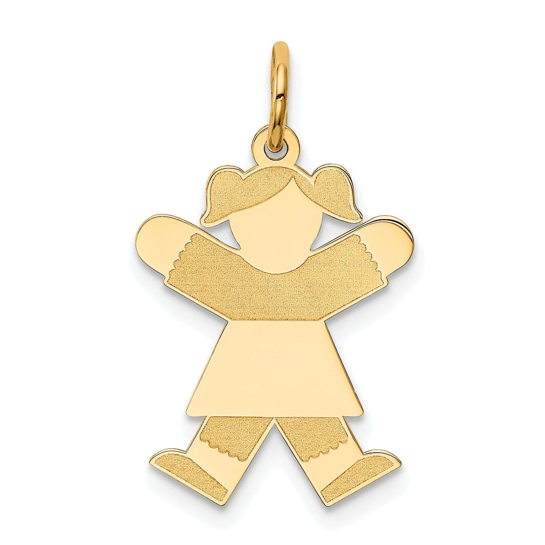 14k Yellow Gold Girl With Pigtails Joy Charm