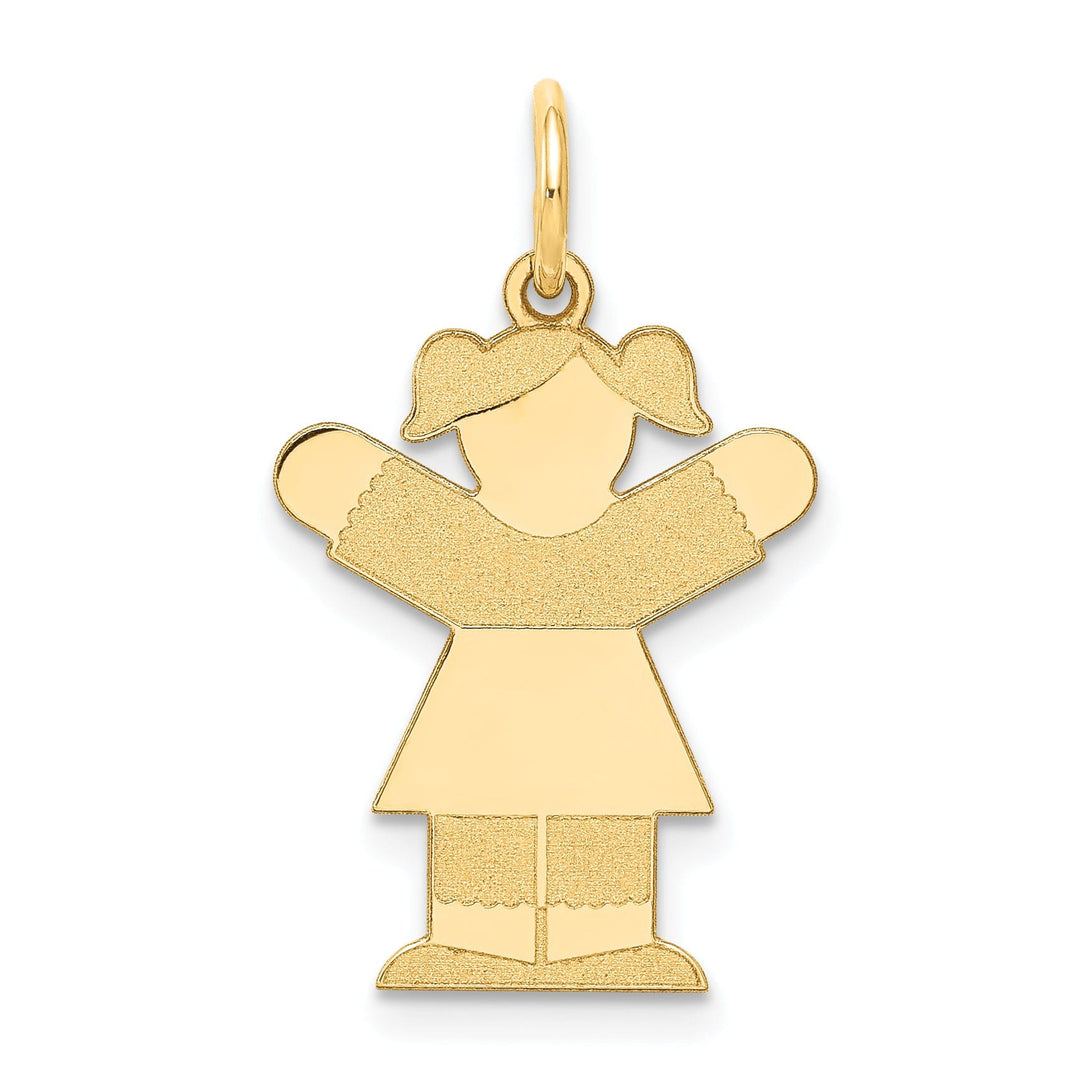 14k Yellow Gold Girl With Pigtails Love Charm