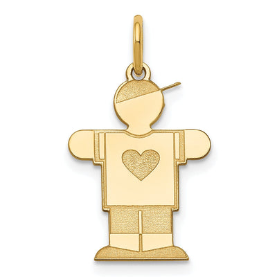 14k Yellow Gold Heart Boy With Hat Hugs Charm