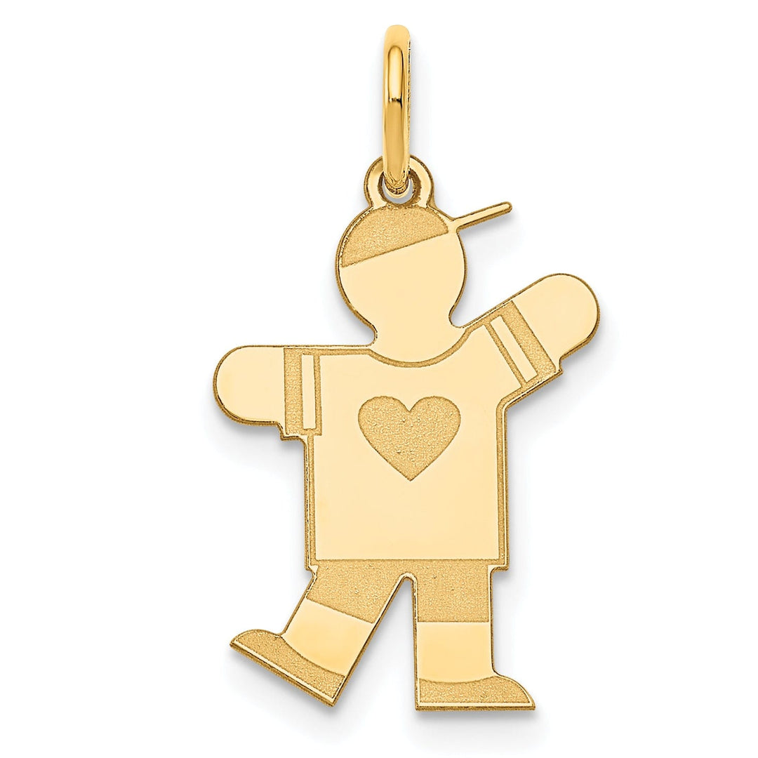 14k Yellow Gold Heart Boy With Hat Kiss Charm