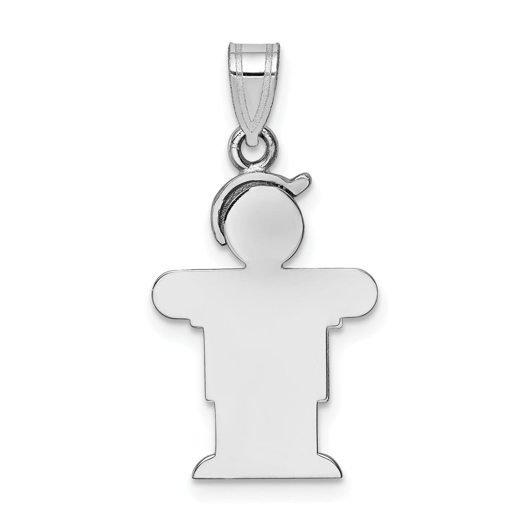 14k White Gold Solid Small Boy With Hat Hugs Charm