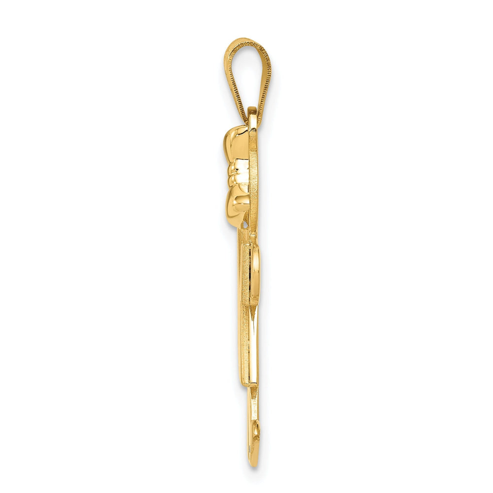 14k Yellow Gold Polished Girl With Bow Kiss Charm