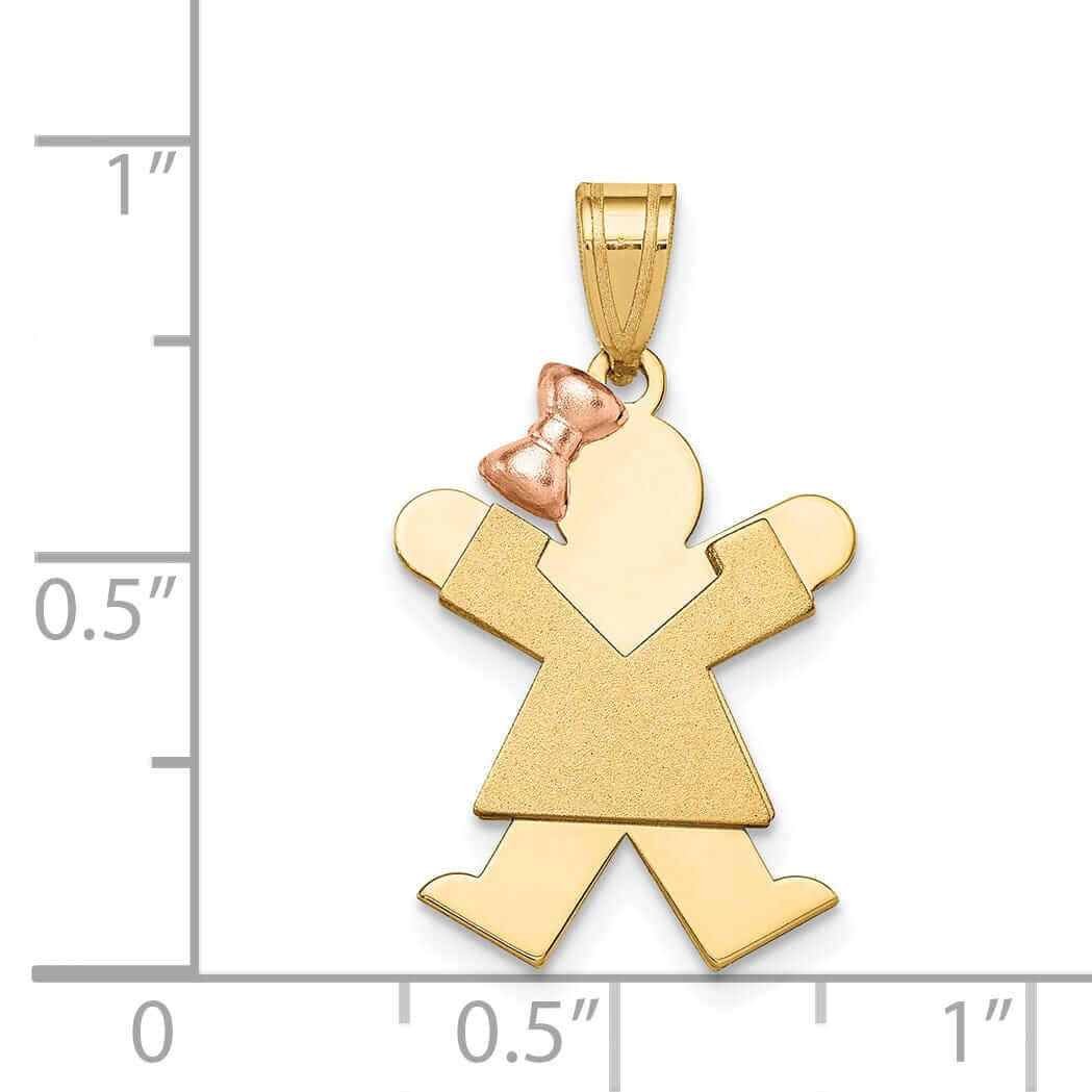 14 Two-tone Small Polished Joy Girl With Bow Charm