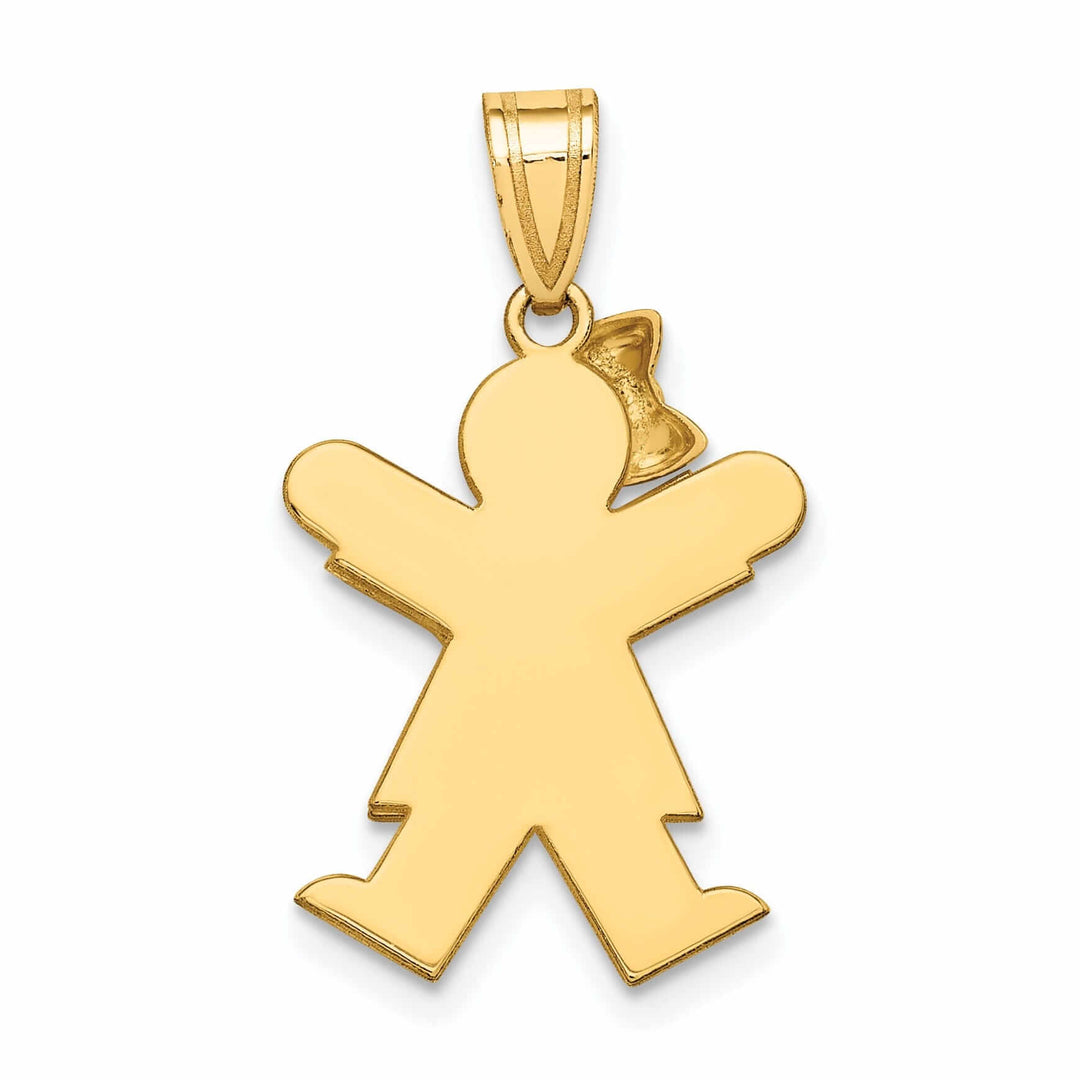 14 Two-tone Polished Small Girl With Bow Joy Charm