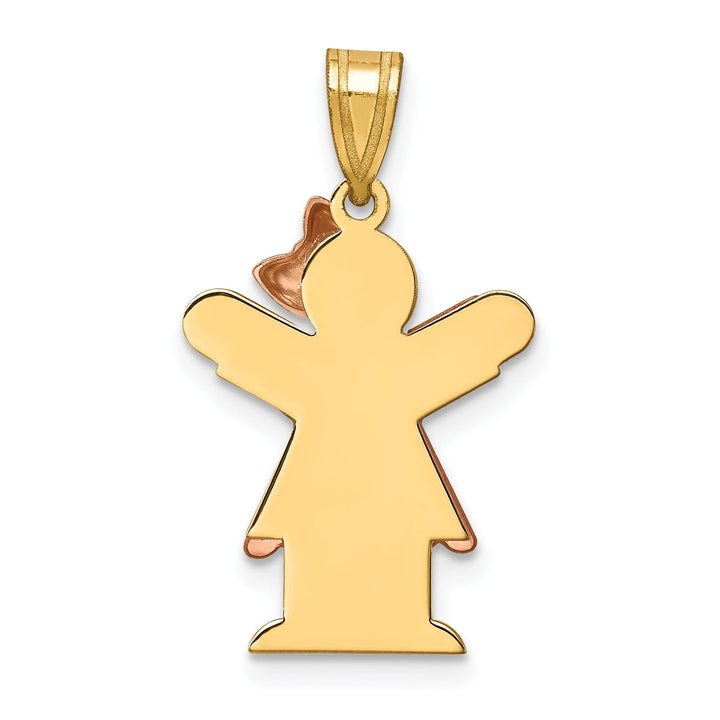 14k Two-tone Polished Girl With Bow Love Charm