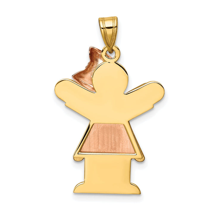 14k Two-tone Polished Girl With Bow Love Charm