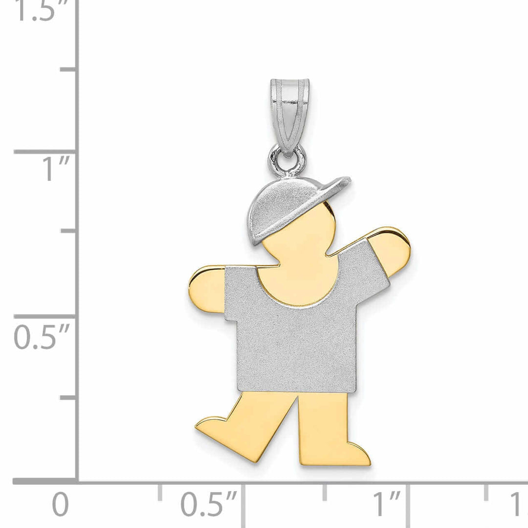 14 Two-tone Polished Large Boy With Hat Kiss Charm