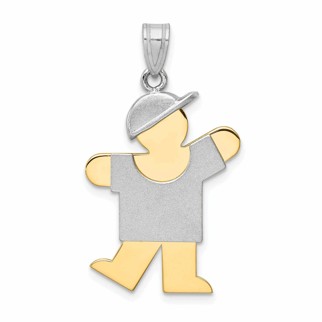 14 Two-tone Polished Large Boy With Hat Kiss Charm